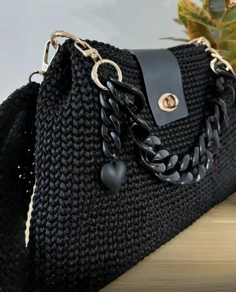 Lemua Black Heart Keychain for Women Cute Bag Charms for Handbags Purse Charm Acrylic Plastic Link Keychain Accessories for Car Keys Backpack - Image 3