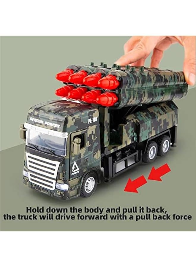 Missile Launch Toy Truck Military Vehicle Model with Lights and Sounds Metal Alloy Friction Powered Toy Car Great Gift for Children Boys Girls Adults - Image 4