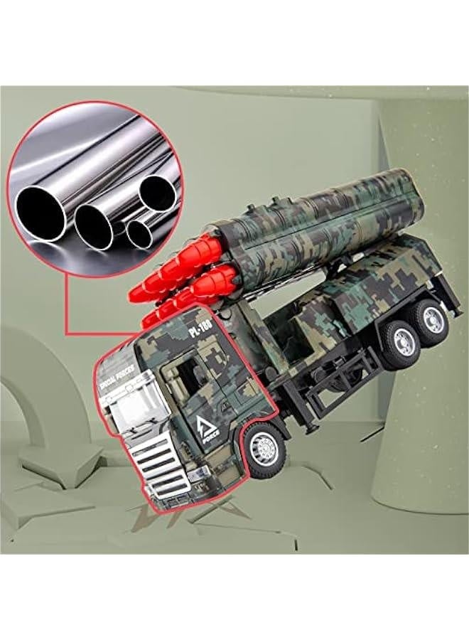 Missile Launch Toy Truck Military Vehicle Model with Lights and Sounds Metal Alloy Friction Powered Toy Car Great Gift for Children Boys Girls Adults - Image 5