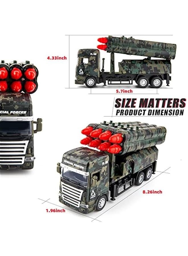 Missile Launch Toy Truck Military Vehicle Model with Lights and Sounds Metal Alloy Friction Powered Toy Car Great Gift for Children Boys Girls Adults - Image 2