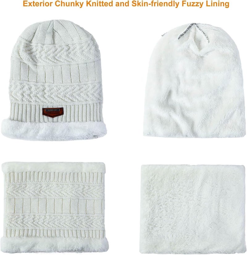 HINDAWI Winter Hat Scarf Gloves Slouchy Beanie Snow Knit Skull Cap Touch Screen Mittens Circle Scarves for Women Men - Image 2