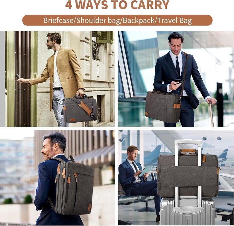 Estarer Laptop Messenger Bag 17 Inch Mens Convertible Satchel Briefcase Rucksack for Work Business - Image 2