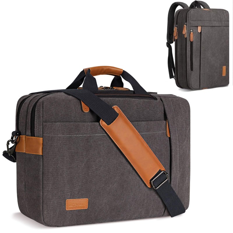 Estarer Laptop Messenger Bag 17 Inch Mens Convertible Satchel Briefcase Rucksack for Work Business - Image 1