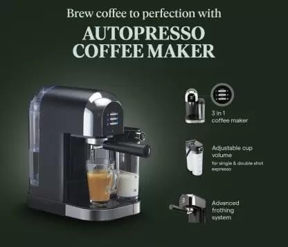 MORPHY RICHARDS Autopresso 3 in 1 1350 W Milk Frother and Coffee Maker Black - Image 2