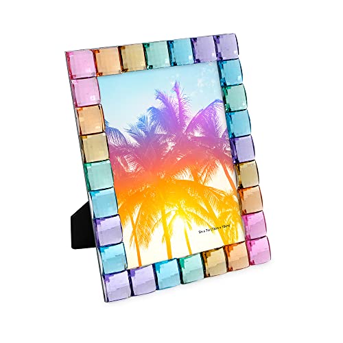 Isaac Jacobs Decorative Sparkling Jewel Picture Frame Photo Display  Home Dcor 5x7 Rainbow