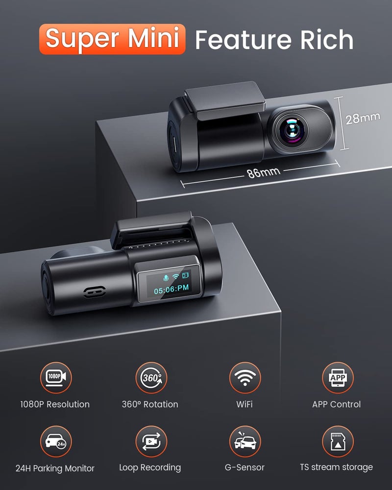 BESTSEE Dash Cam Front، 1080P Mini WiFi DashCam - Image 2