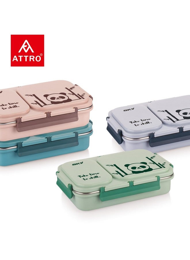 ATTRO Legacy 2 Insulated Lunch Box with Two Compartment BPA Free, Food Grade Ideal for School, Picnic, Office & Outdoor - 600ml Blue, Stainless Steel - Image 4