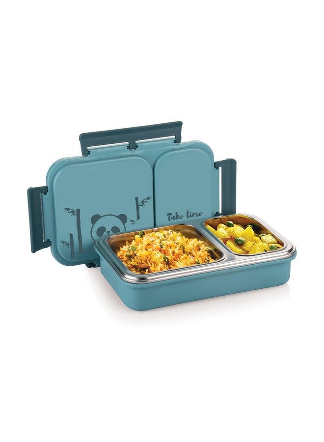 ATTRO Legacy 2 Insulated Lunch Box with Two Compartment BPA Free, Food Grade Ideal for School, Picnic, Office & Outdoor - 600ml Blue, Stainless Steel - Image 1