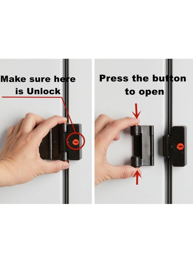 FIGEPO Refrigerator Adhesive Locks Double Button Fridge Door Lock with Key, Child Proof Freezer Cooler Door Lock, Child Baby Safety File Drawer Lock and Cabinet Locks (Black, 1) - Image 4