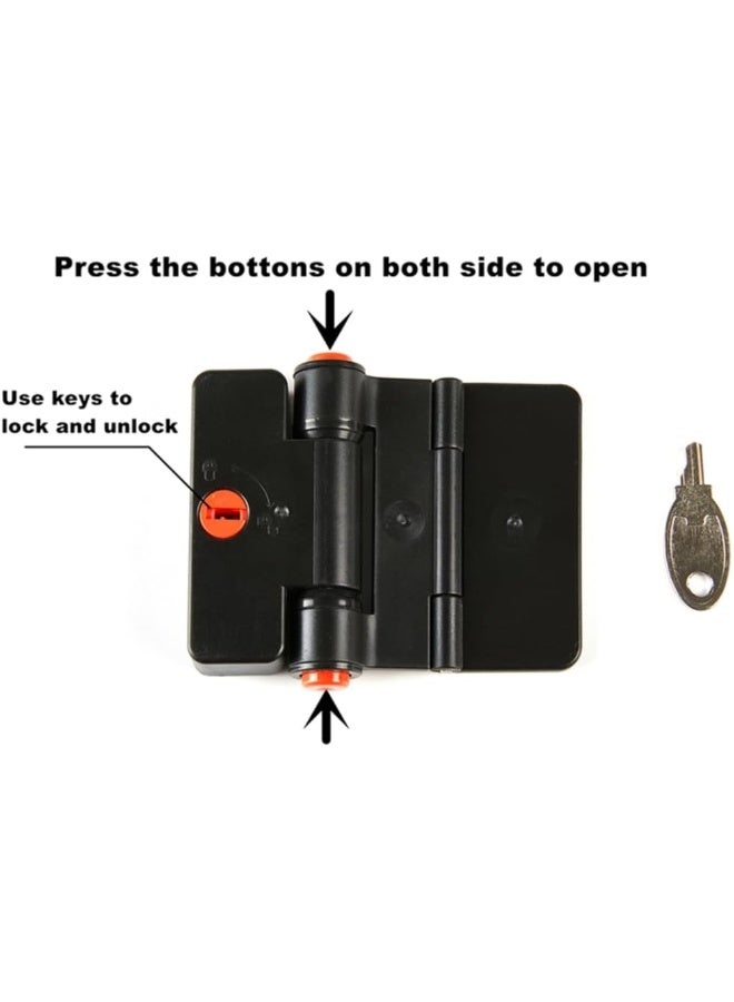 FIGEPO Refrigerator Adhesive Locks Double Button Fridge Door Lock with Key, Child Proof Freezer Cooler Door Lock, Child Baby Safety File Drawer Lock and Cabinet Locks (Black, 1) - Image 5