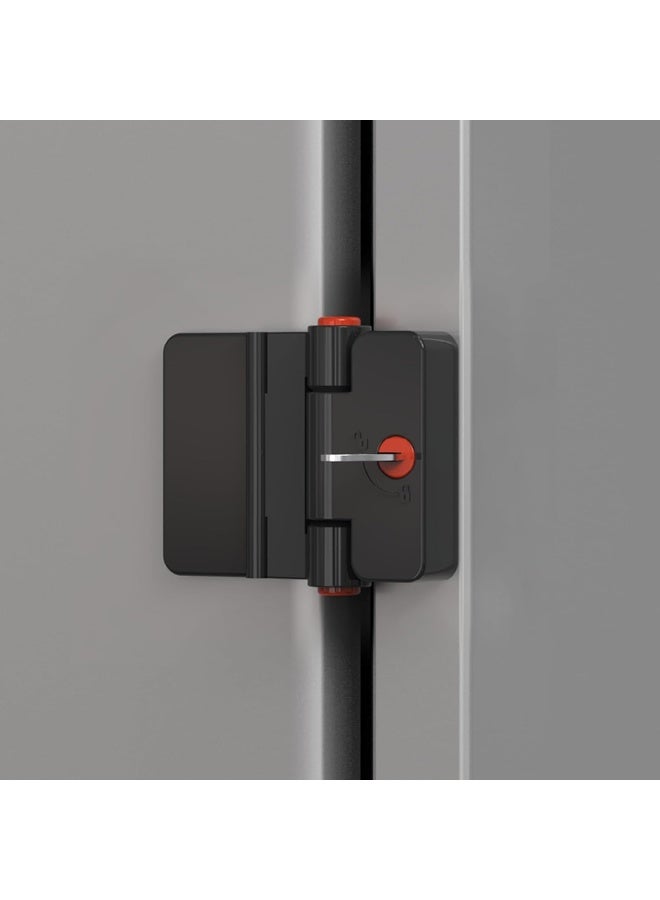 FIGEPO Refrigerator Adhesive Locks Double Button Fridge Door Lock with Key, Child Proof Freezer Cooler Door Lock, Child Baby Safety File Drawer Lock and Cabinet Locks (Black, 1) - Image 1