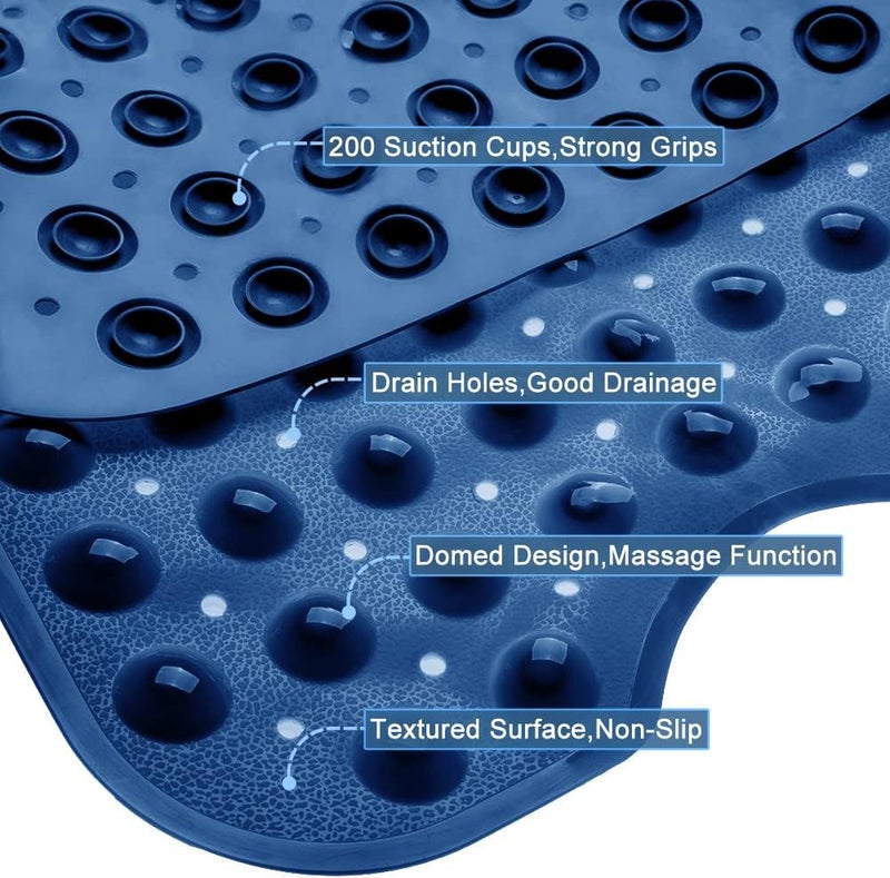 Linoows Bathtub and Shower Mats, Extra Long Non-Slip Bath Tub Mat 39 x 16 Inch, Machine Washable Bathmat with Suction Cups & Drain Holes for Bathroom Floor, Navy Blue - Image 3