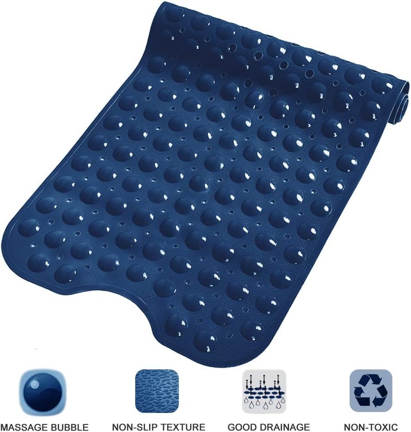 Linoows Bathtub and Shower Mats, Extra Long Non-Slip Bath Tub Mat 39 x 16 Inch, Machine Washable Bathmat with Suction Cups & Drain Holes for Bathroom Floor, Navy Blue - Image 5