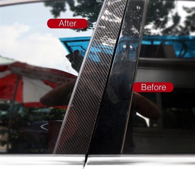 DEMULAX Carbon Fiber Car Window Pillar Posts Cover Trim - Image 5