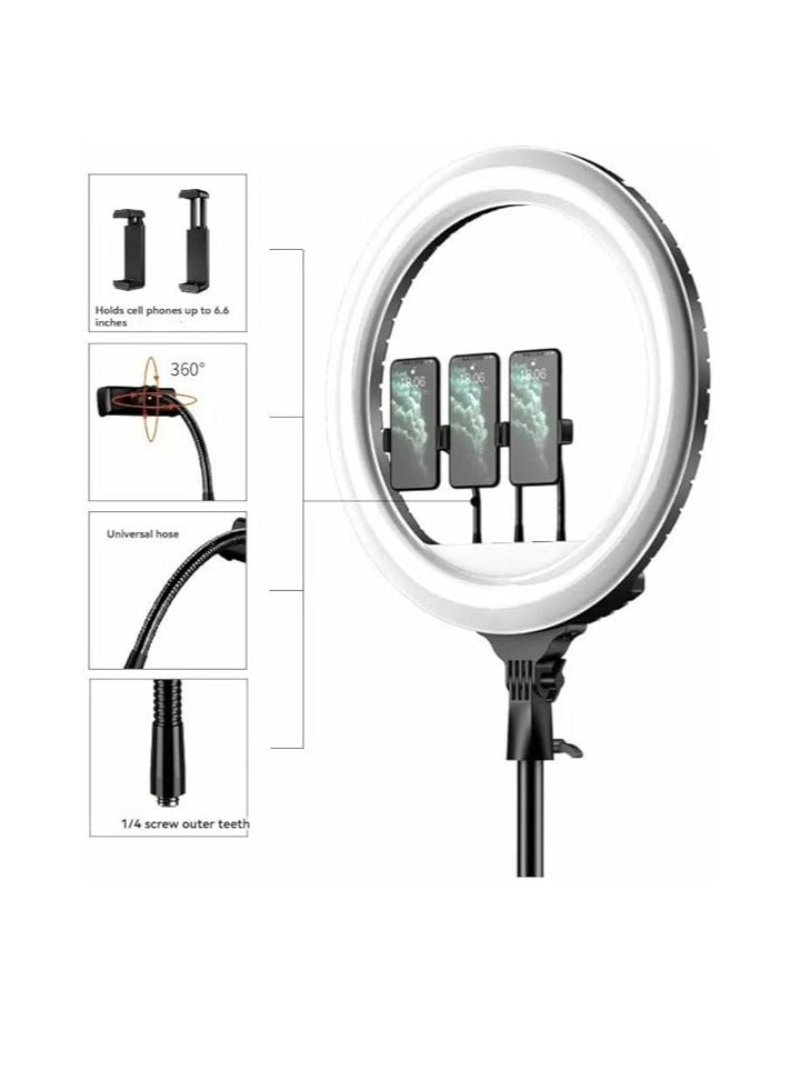 Ring Light Soft LED Ring for Live Streaming,and Makepe Artist 360 Degree 2700K-6500K with 3 Mobile Phone Holders,Remote Control,2 Meter Holder and Diameter 45 cm, White & Yellow & Max RL-18 with Bag - Image 4