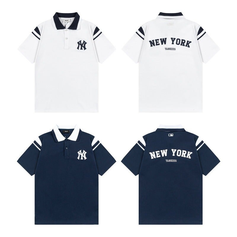 MLB New York Yankees Embroidered Logo Short Sleeve Polo Shirt for Men and Women - Casual Couple Style - Image 2