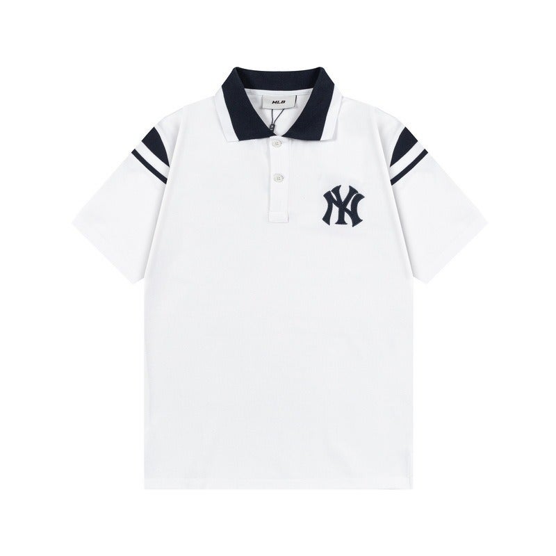 MLB New York Yankees Embroidered Logo Short Sleeve Polo Shirt for Men and Women - Casual Couple Style - Image 1