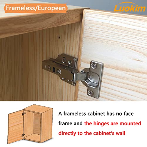 Luokim 20 Pack 10 Pairs Frameless Kitchen Cabinet Hinges Soft Close Full Overlay European 35mm Cup Cabinet Door Hinge Heavy Duty 105 Degree Opening Concealed Cabinet Hinge - Image 4