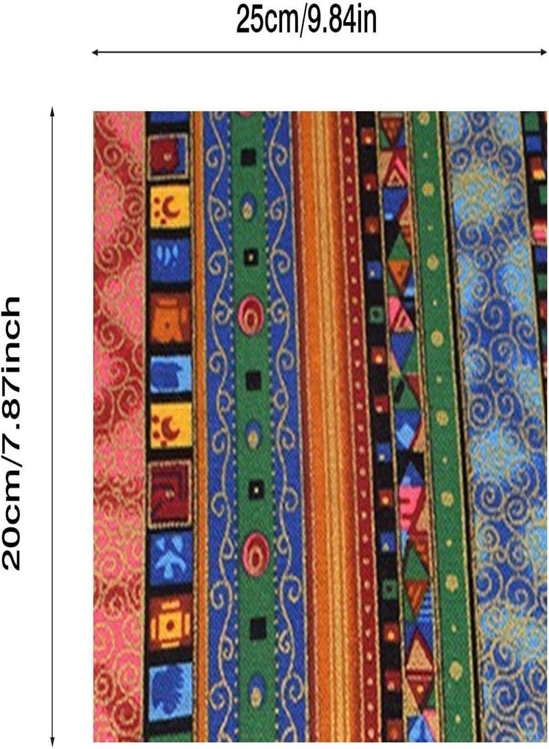 GGOOT Floral Fabric Squares - 5 Pcs Cotton Fabric By The Metre, Ethnic Style Striped Bronzing Series Cotton Fabric Patchwork Squares Art Craft Fabric Sheets For Scrapbooking Quilting Sewing,25x20/50x40cm - Image 2