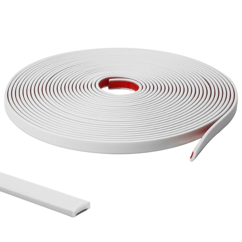 JSIWOTH 9.8 Ft Peel and Stick Wall Molding Trim, White(Paintable) Self Adhesive Flexible Trim for Wall, Edges, Borders, Window Frames, Backsplash Tiles, Baseboard & More (W:0.4", T:0.1") - Image 1