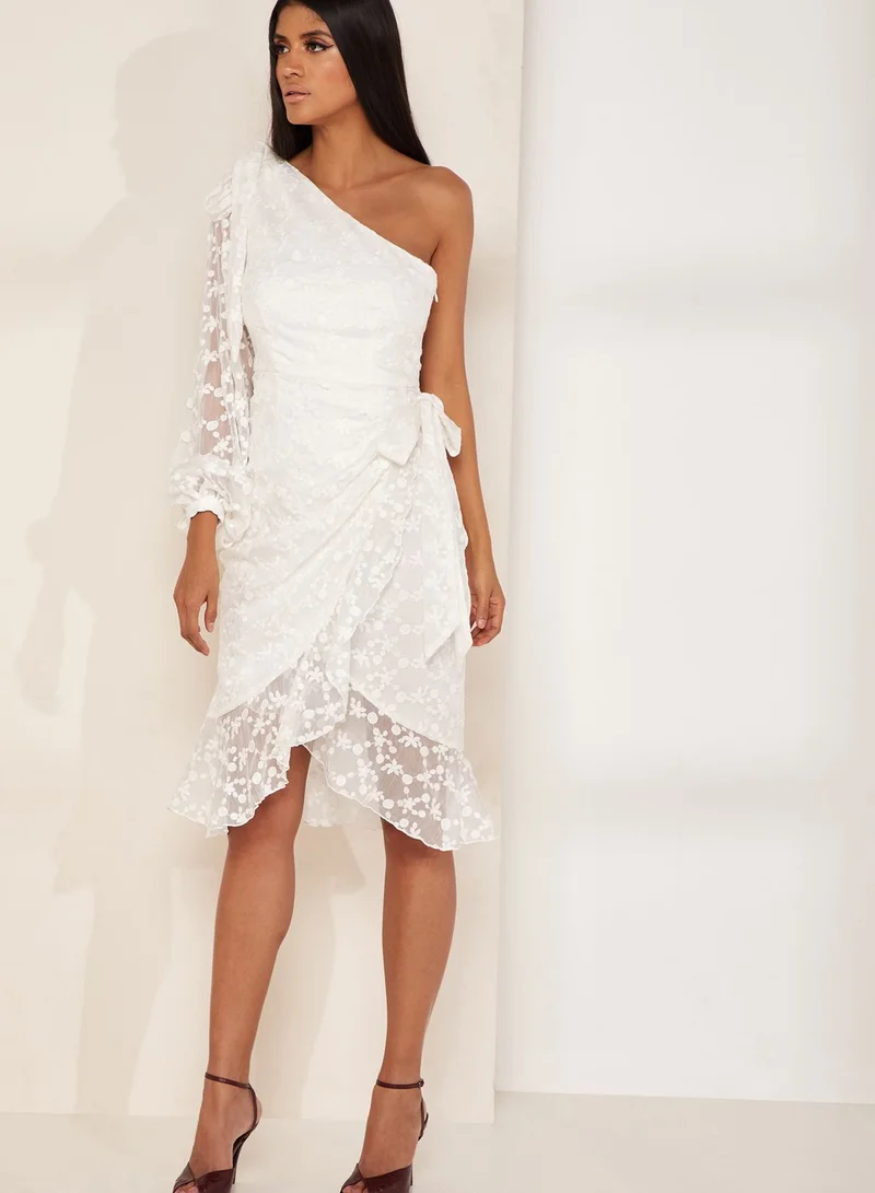 Keepsake Retrospect One Shoulder Ruffle Dress