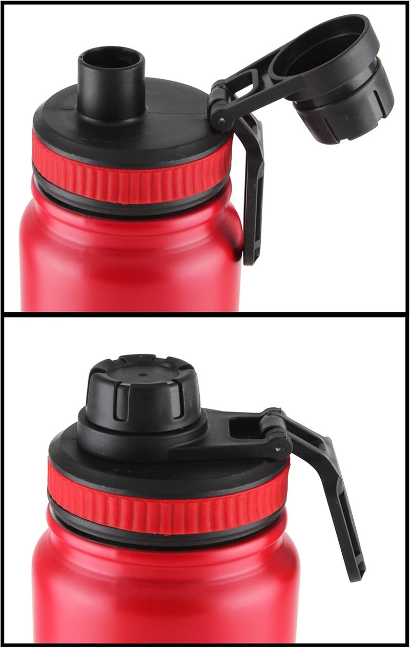 Nessan Vacuum Insulated Water Bottle, Stainless Steel Double Wall Flask Metal Sports Can With Leak-Proof Screw Cap – Red - Image 3