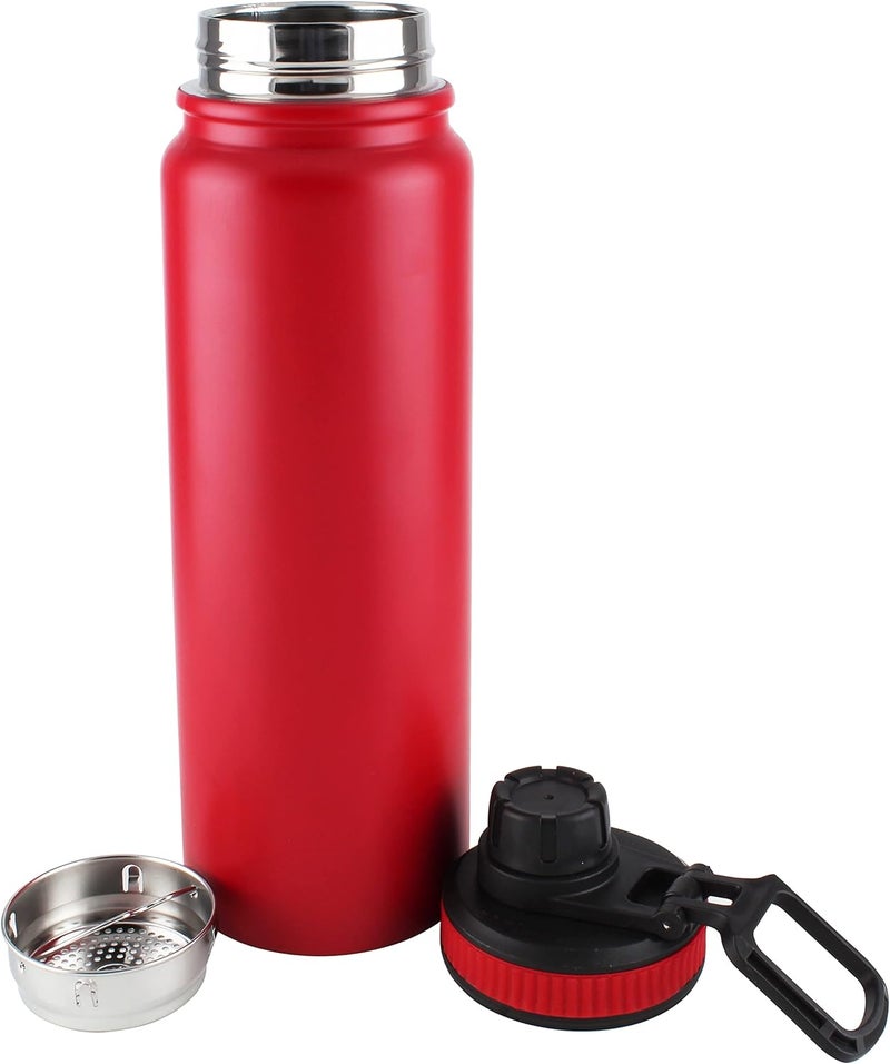 Nessan Vacuum Insulated Water Bottle, Stainless Steel Double Wall Flask Metal Sports Can With Leak-Proof Screw Cap – Red - Image 1