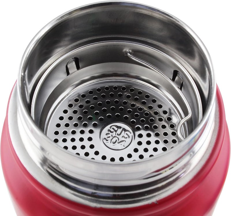 Nessan Vacuum Insulated Water Bottle, Stainless Steel Double Wall Flask Metal Sports Can With Leak-Proof Screw Cap – Red - Image 2