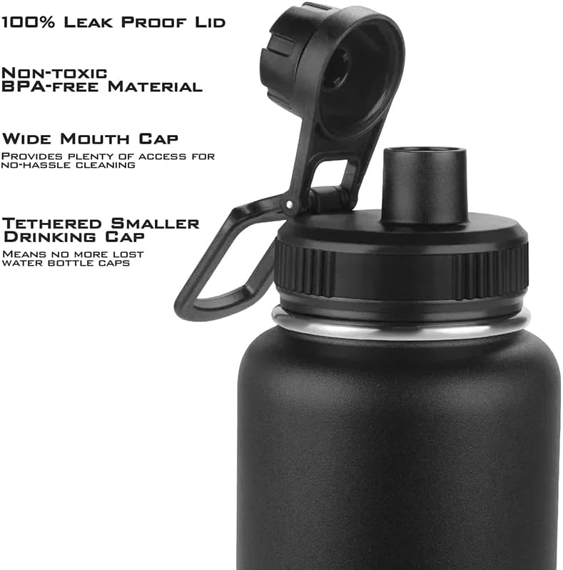 Nessan Vacuum Insulated Water Bottle, Stainless Steel Double Wall Flask Metal Sports Can With Leak-Proof Screw Cap – Red - Image 5