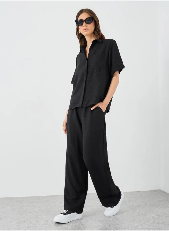 تايك تو Take Two Solid Relaxed Fit Shirt and Pants Co-Ords