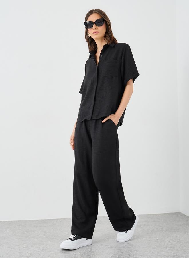 Styli Solid Relaxed Fit Shirt and Pants Co-Ords - Image 1