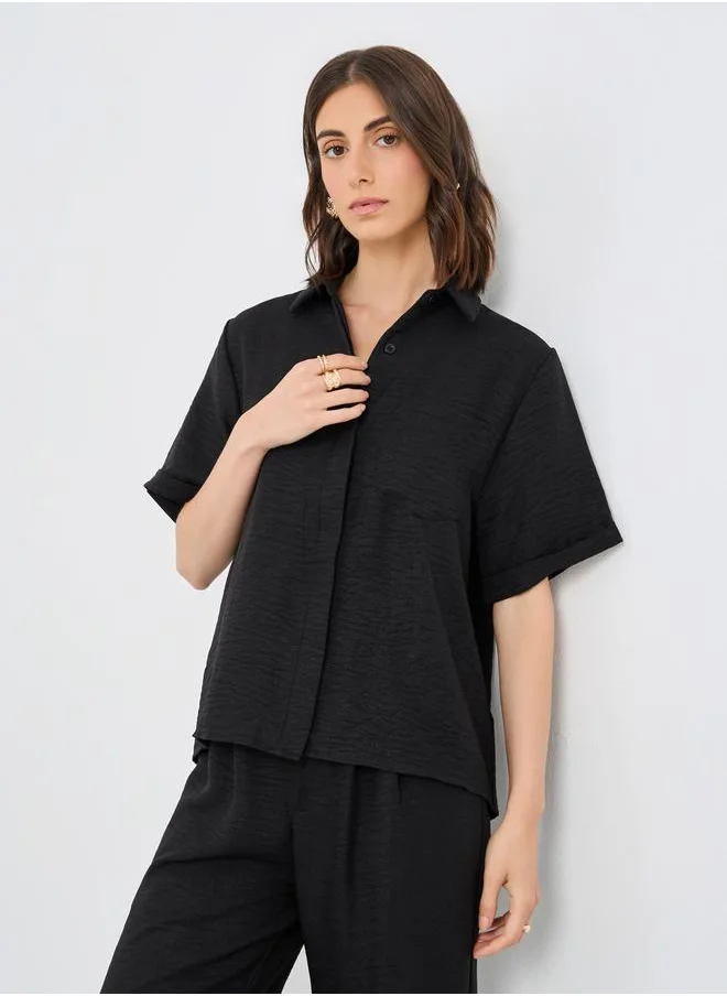 تايك تو Take Two Solid Relaxed Fit Shirt and Pants Co-Ords