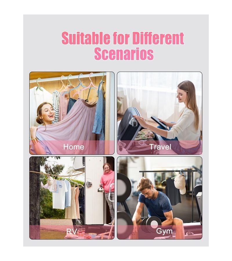 20 Pack Portable Travel Coat Hangers Foldable Space Saving Upgraded Design Rivet Reinforced Non Slip Multi Functional For Home Travel Camping Hotel Dorm Business Trip Summer 5 Color - Image 2