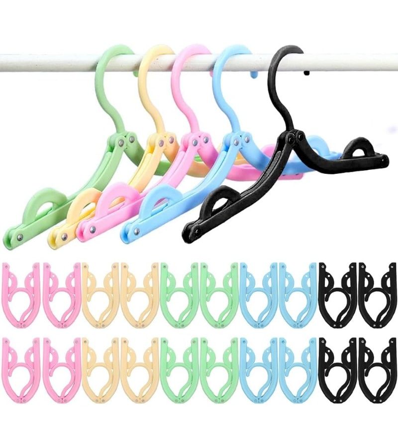 20 Pack Portable Travel Coat Hangers Foldable Space Saving Upgraded Design Rivet Reinforced Non Slip Multi Functional For Home Travel Camping Hotel Dorm Business Trip Summer 5 Color - Image 1