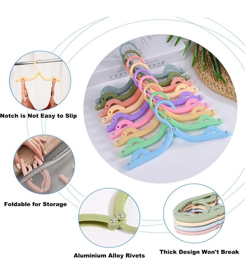 20 Pack Portable Travel Coat Hangers Foldable Space Saving Upgraded Design Rivet Reinforced Non Slip Multi Functional For Home Travel Camping Hotel Dorm Business Trip Summer 5 Color - Image 5