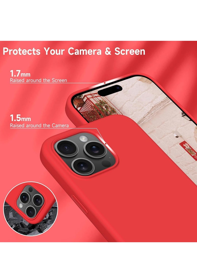 ELTRAZONE iPhone 16 Pro Max Soft Liquid Silicone Gel Case - Full Body Shockproof Protection with Matte Finish & Microfiber Lining (Red) - Image 5
