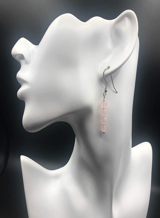 Astroghar Natural Rose Quartz Crystals Tops Jhumka Earring Ear Ring Pair For Women And Girls - Image 2