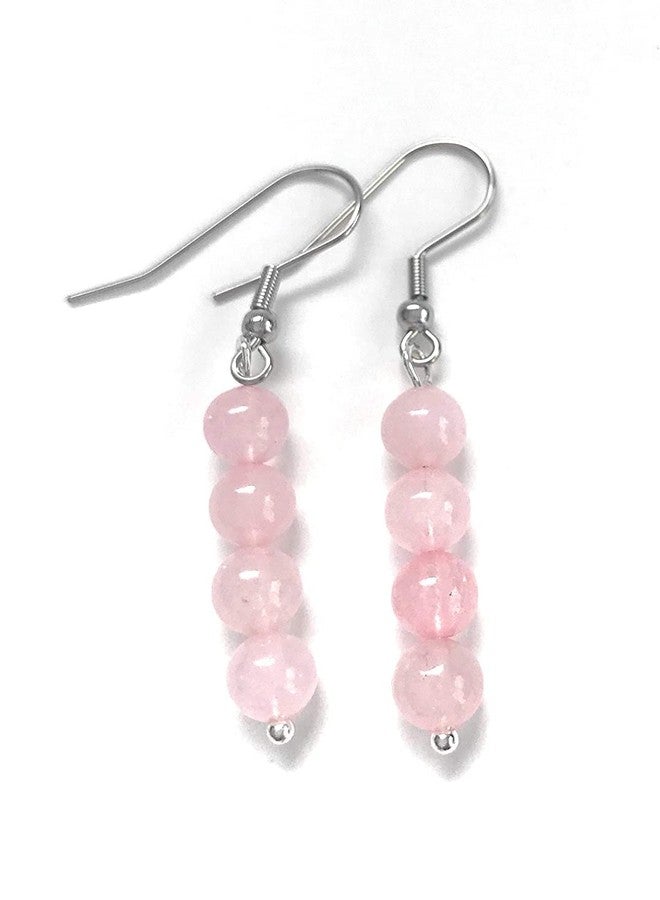 Astroghar Natural Rose Quartz Crystals Tops Jhumka Earring Ear Ring Pair For Women And Girls - Image 1