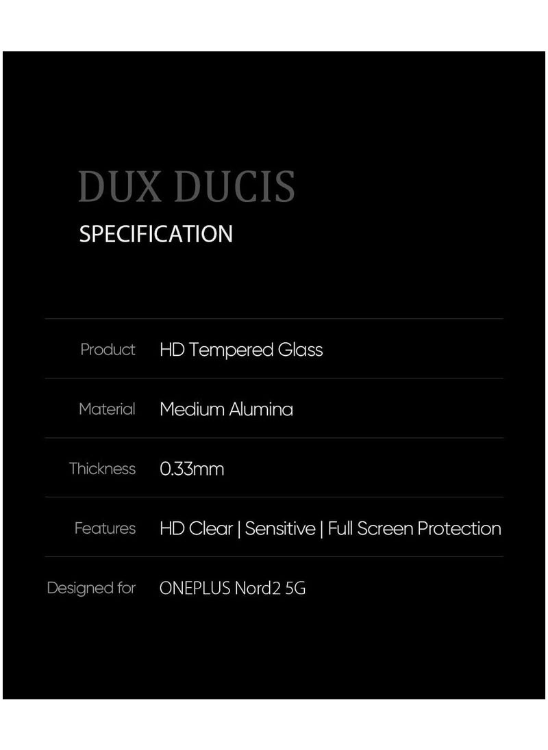 DUX DUCIS - DUX DUCIS 9D Tempered Glass Screen Protector, Designed for OnePlus Nord 2 5G/Nord 2T 5G, Medium Alumina Glass Film Full Glue HD Clear Phone Screen Protector - Black - Image 1
