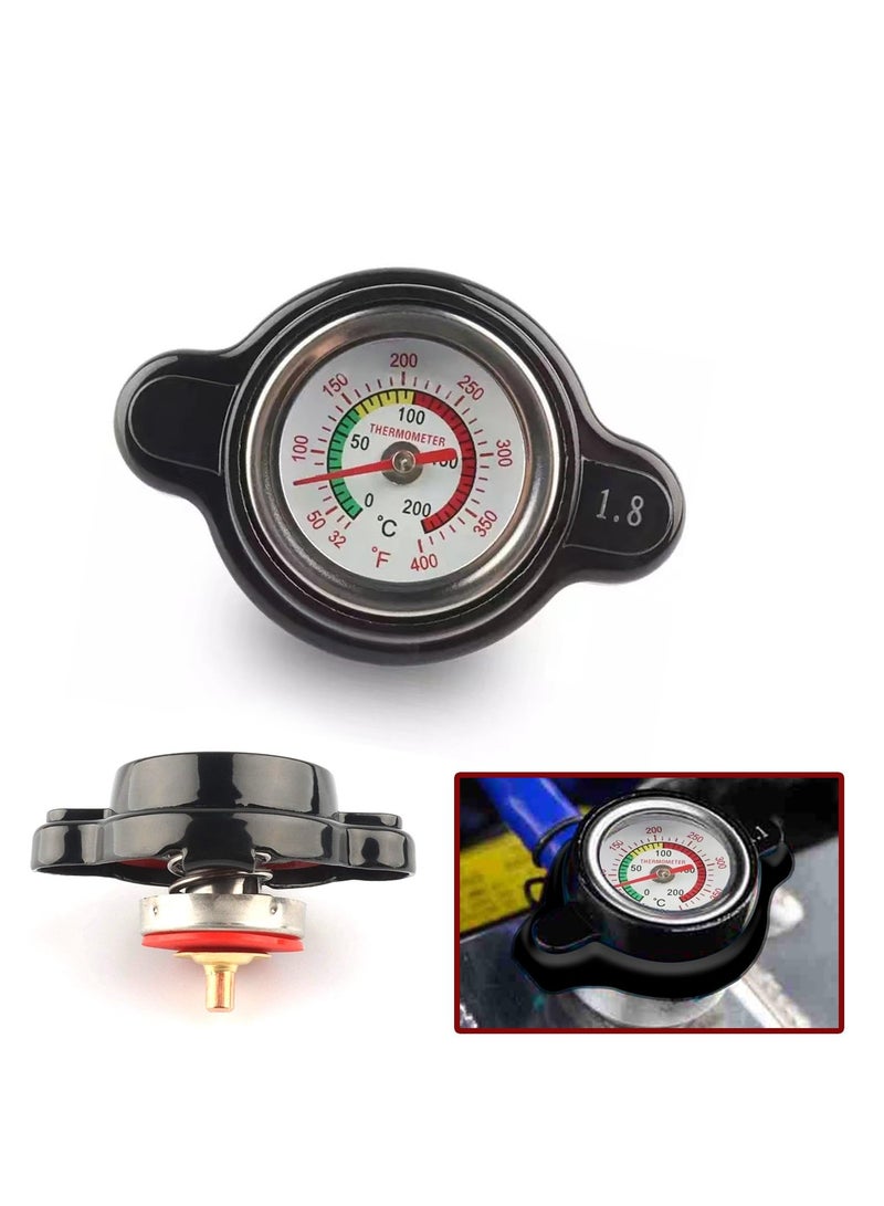 SOLARAE غطاء رادياتير السيارة، غطاء رادياتير عالي الضغط مع مقياس حرارة، غطاء رادياتير، تعديل للطرق الوعرة، مناسب لمعظم السيارات والدراجات النارية والدراجات الترابية، خزان مياه قابل للتعديل (أسود) - Image 1