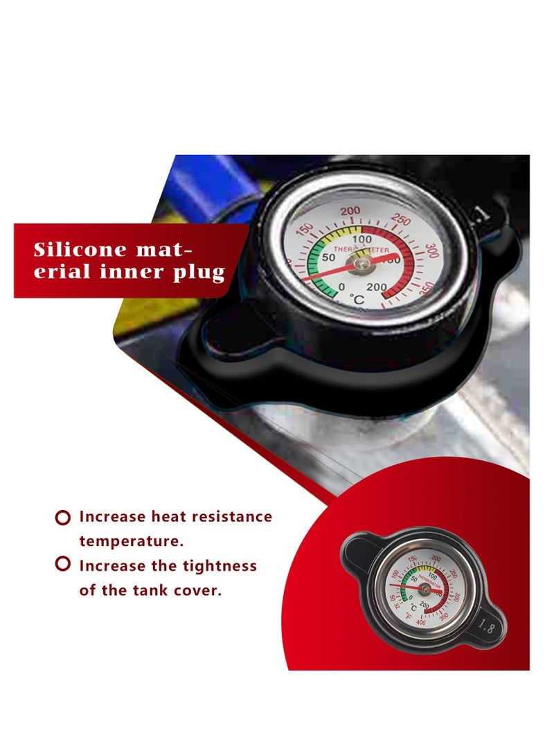 SOLARAE غطاء رادياتير السيارة، غطاء رادياتير عالي الضغط مع مقياس حرارة، غطاء رادياتير، تعديل للطرق الوعرة، مناسب لمعظم السيارات والدراجات النارية والدراجات الترابية، خزان مياه قابل للتعديل (أسود) - Image 5