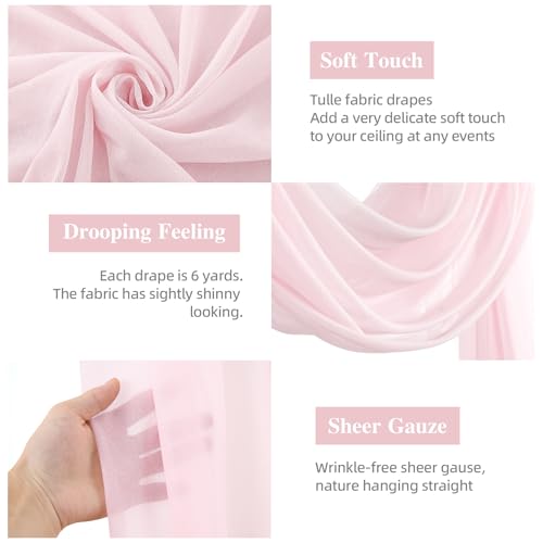 PARTISKY Wedding Arch Draping Fabric, 1 Panel 28" x 19Ft Blush Arch Drapes Sheer Backdrop Curtain for Wedding Ceremony Party Ceiling Decor - Image 2