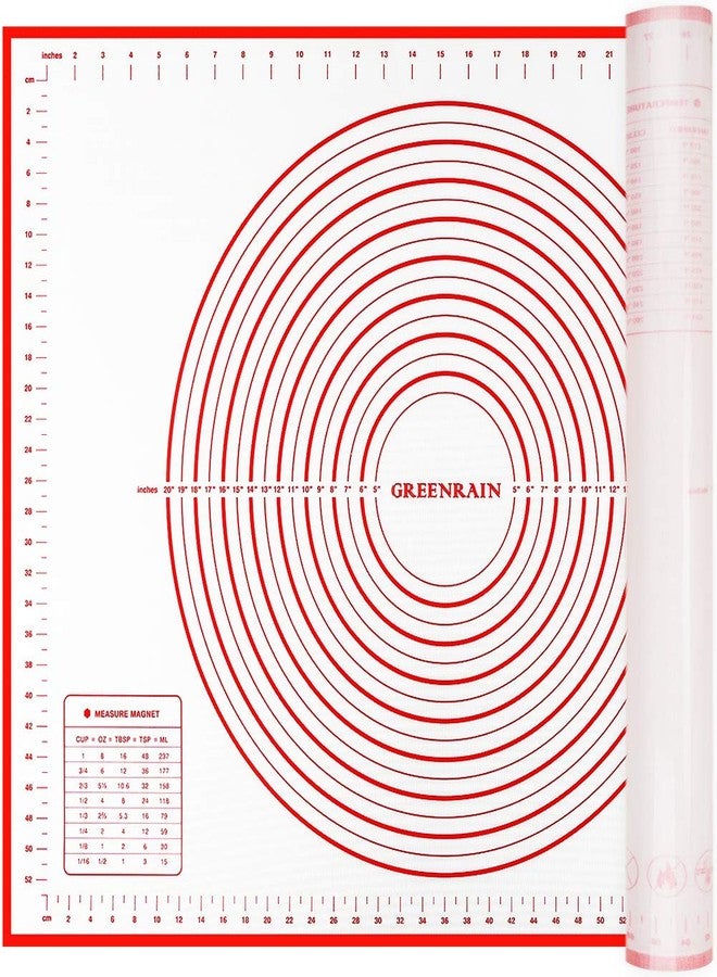GREENRAIN Silicone Pastry Mat Extra Thick Large Non Stick Baking Supplies Kitchen Counter Cooking Rolling Dough Sheet Pie Crust Sourdough Bread Oven Liner with Measurement (XXL-24''(W)*32''(L), 1#Red) - Image 1