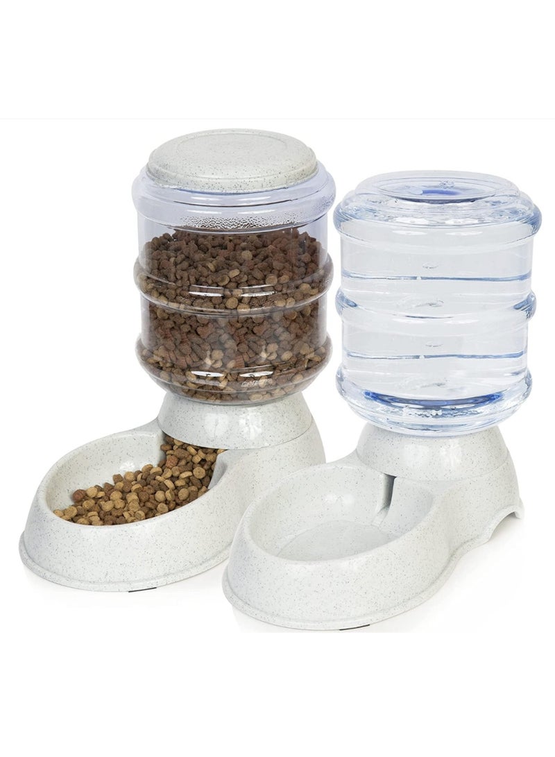 2-Piece Set of Pet Food Containers, Pet Dry Food Dispensers, Dog Food Bowls, Cat Drinkers, Kitten Feeders and Drinkers (Gray) - Image 1