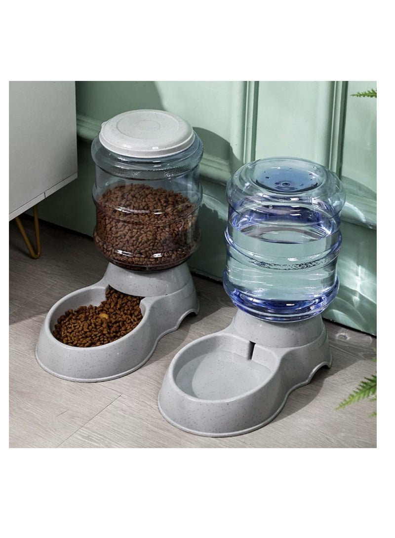 2-Piece Set of Pet Food Containers, Pet Dry Food Dispensers, Dog Food Bowls, Cat Drinkers, Kitten Feeders and Drinkers (Gray) - Image 2