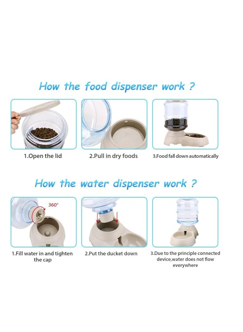 2-Piece Set of Pet Food Containers, Pet Dry Food Dispensers, Dog Food Bowls, Cat Drinkers, Kitten Feeders and Drinkers (Gray) - Image 3