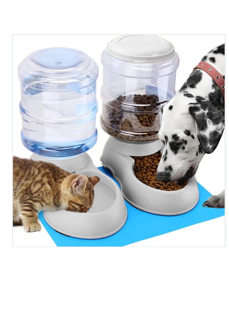 2-Piece Set of Pet Food Containers, Pet Dry Food Dispensers, Dog Food Bowls, Cat Drinkers, Kitten Feeders and Drinkers (Gray) - Image 4