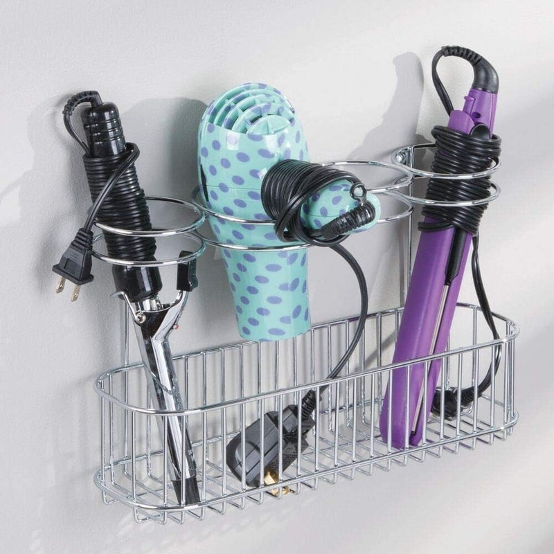 Generic Indian Decor 31159 Hair Dryer Holder Bathroom Hair Straightener and Blow Dryer Storage Metal Hanging Basket for Heated Appliances Chrome  - Image 4