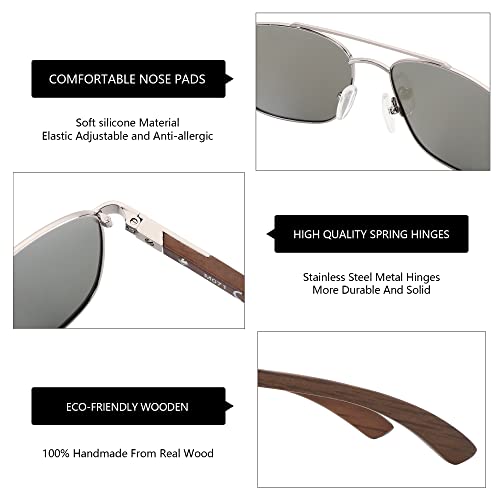 ZENOTTIC Aviator Wood Polarized Sunglasses for Men 100% UV Protection Fishing Driving Golf - Image 5