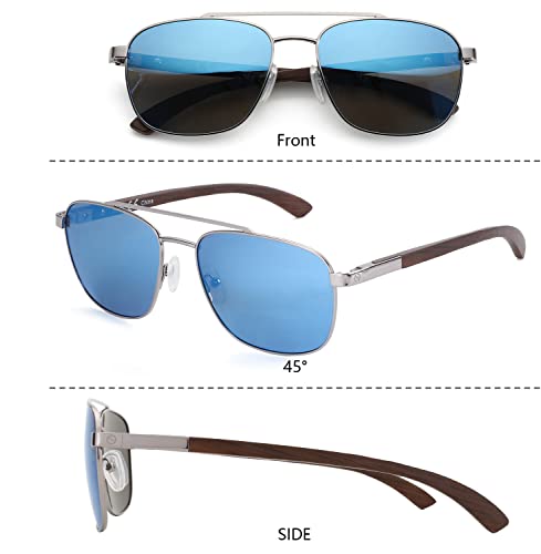 ZENOTTIC Aviator Wood Polarized Sunglasses for Men 100% UV Protection Fishing Driving Golf - Image 3
